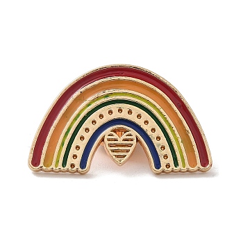 Pride Rainbow Theme Enamel Pins, Light Gold Alloy Badge for Backpack Clothes, Colorful, Rainbow, 16x25x1.5mm