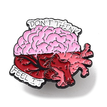 Dont's Think Feel It Brain Alloy Enamel Pin Broochs, for Backpack Clothes, Violet, 26.5x28.5x1.4mm