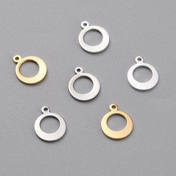 Brass Charms, Long-Lasting Plated, Ring, Mixed Color, 11x9x0.8mm, Hole: 1mm