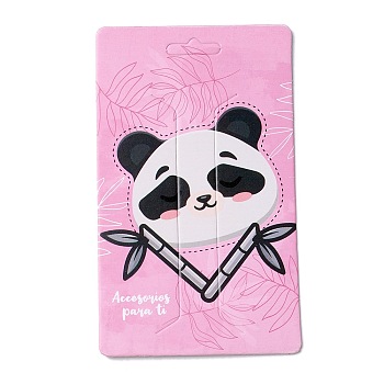 Paper Hair Clip Display Cards, Rectangle with Panda Pattern, Pearl Pink, 10.5x6.3x0.05cm, Hole: 17x5.5mm