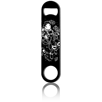 430 Stainless Steel Bottle Openers, Laser Cut, Rectangle, Spaceman, 178x40x2mm