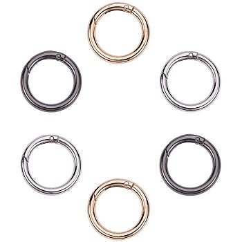 Zinc Alloy Key Clasps, Spring Gate Rings, Rings, Mixed Color, 33.2x25x4.5mm, 12pcs/box
