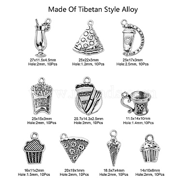100Pcs 10 Style Tibetan Style Alloy Pendants(PALLOY-CJ0002-13)-2