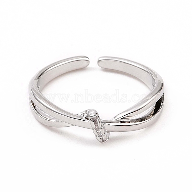 Clear Cubic Zirconia Criss Cross Open Cuff Ring(RJEW-B028-25P)-2