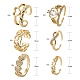 6Pcs 6 Styles Brass Micro Pave Clear Cubic Zirconia Cuff Rings(RJEW-LS0001-44G)-3