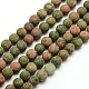 Natural Frosted Unakite Round Bead Strands(G-M064-8mm-06)-1