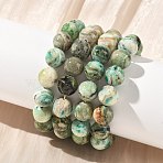 Natural Green Line Jasper Round Beaded Stretch Bracelets for Women, Beads: 12mm, Inner Diameter: 2.01 inch(5.1cm)(BJEW-F535-02D)