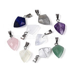 Natural & Synthetic Mixed Stone Pendants, Faceted Arrow Charms, with Stainless Steel Snap on Bails, Stainless Steel Color, 17~19x10.5~11.5x5~6mm, Hole: 5.5x3mm(G-N349-18P)