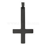 201 Stainless Steel Pendants, Cross Charm, Laser Cut, Black, 55x30x1.5mm, Hole: 7x4mm(STAS-Q341-01B-EB)