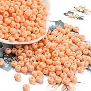 Imitation Jade Glass Seed Beads, Luster, Baking Paint, Round, PeachPuff, 5.5x3.5mm, Hole: 1.5mm(SEED-Z001-A-B11)