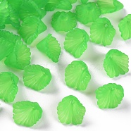 Frosted Acrylic Bead Caps, Flower, Lime Green, 12x12x9mm, Hole: 1.2mm, about 1700pcs/500g(MACR-S371-10A-734)
