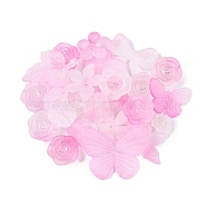 Transparent Acrylic Beads, Frosted, Mixed Shapes, Pearl Pink, 12~30.5x11.5~39.5x2.5~9mm, Hole: 1.6~2.7mm(OACR-H039-04F)