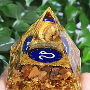 Orgonite Pyramid Resin Energy Generators, Reiki Natural Tiger Eye Chips Inside for Home Office Desk Decoration, Leo, 50mm(PW-WG80884-05)