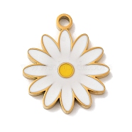 Ion Plating(IP) 304 Stainless Steel Enamel Pendants, Laser Cut, Flower Charm, Real 18K Gold Plated, 17.5x14.5x1.5mm, Hole: 1.6mm(STAS-Q301-09G)