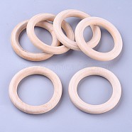 Unfinished Wood Linking Rings, Macrame Wooden Rings, Annular, Khaki, 64~65x10mm, Inner Diameter: 44mm(WOOD-F002-01-65mm)