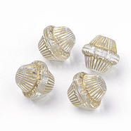 Plating Transparent Acrylic Beads, Golden Metal Enlaced, Bicone, Clear, 12x11mm, Hole: 3.5mm(X-PACR-Q115-57)