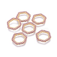 MIYUKI & TOHO Handmade Japanese Seed Beads, with 304 Stainless Steel Link Rings, Loom Pattern, Hexagon, Golden, Plum, 15~15.5x16x1.8~2mm(SEED-A028B-S-12G)