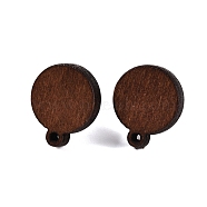 Poplar Wood Stud Earrings, with 316 Surgical Stainless Steel Pin, Dyed, Saddle Brown, 17.5x14.5x3.5mm, Hole: 1.5mm, Pin: 0.5mm(WOOD-N016-13A)