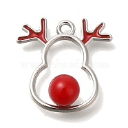 Christmas Theme Alloy Enamel Pendants, Platinum, Deer, 18.5x18x1mm, Hole: 1.6mm(ENAM-B025-01C-01P)