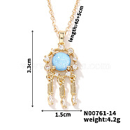 Starry Sky Theme Brass Pave Clear Cubic Zirconia Pendant Necklace for Women, Feather, 15.75 inch(40cm)(AQ6325-1)