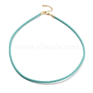 Braided Round Imitation Leather Bracelets Making, with Golden Tone Stainless Steel Lobster Claw Clasps, Turquoise, 17-1/8 inch(43.6cm)(BJEW-H610-01G-12)