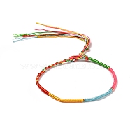 Polyester Braided String Cord Bracelet, Adjustable Friendship Bracelet for Men Women, Colorful, 14~14-1/8 inch(35.5~36cm)(X-BJEW-I306-01B)