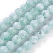 Natural Glass Beads Strands, Aqua Blue, Round, 10mm, Hole: 1mm, about 38~40pcs/strand, 15.3 inch~15.75 inch(39~40cm)(G-I247-15C)