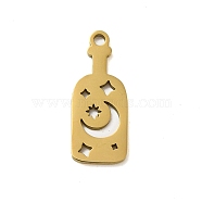 304 Stainless Steel Pendants, Laser Cut, Real 18K Gold Plated, Bottle, 18.5x7.5x1mm, Hole: 1mm(STAS-S123-03G-03)