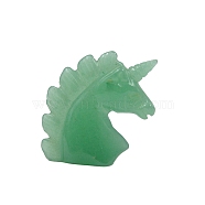 Natural Green Aventurine Carved Healing Unicorn Figurines, Reiki Energy Stone Display Decorations, 50x20x50mm(PW-WG79758-03)