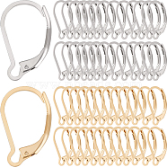 100Pcs 2 Colors 304 Stainless Steel Leverback Earring Findings, with Loops, Real 24K Gold Plated & Stainless Steel Color, 16.5x10x2mm, Pin: 1mm, 50Pcs/color(STAS-SC0006-67)