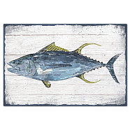 Vintage Metal Tin Sign, Iron Wall Decor for Bars, Restaurants, Cafe Pubs, Rectangle, Fish, 300x200x0.5mm(AJEW-WH0189-303)