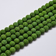 Natural Lava Rock Round Bead Strands, Dyed, Green, 8mm, Hole: 1mm, about 50pcs/strand, 15.7 inch(X-G-I124-8mm-03)