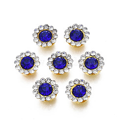 Sew on Rhinestonee, Transparent Glass Rhinestone, with Iron Prong Settings, Faceted, Flower, Sapphire, 8x4mm, Hole: 1mm(RGLA-S030-01A-B07)