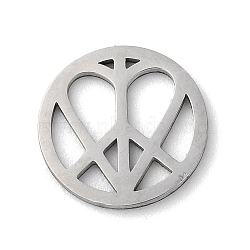 Non-Tarnish 304 Stainless Steel Charms, Peace Sign with Heart, Stainless Steel Color, 12.5x1mm, Hole: 0.6mm(STAS-P338-05P)