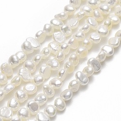 Natural Cultured Freshwater Pearl Beads Strands, Two Sides Polished, Linen, 4~5x3.5~4x2~2.5mm, Hole: 0.6mm, about 101~103pcs/strand, 14.17~14.45''(36~36.7cm)(PEAR-A005-05A-01)