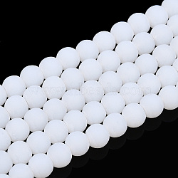 Imitation Jade Glass Beads Strands, Frosted, Round, Creamy White, 4~4.5mm, Hole: 0.8mm, about 97~99pcs/strand, 14.76 inch~14.96 inch(37.5~38cm)(GLAA-T032-J4mm-MD01)