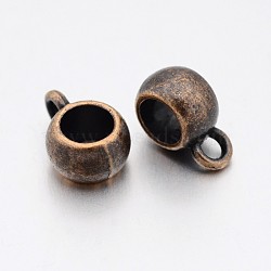 Tibetan Style Alloy Rondelle Tube Bails, Loop Bails, Lead Free and Cadmium Free, Bail Beads, Antique Bronze, 8x5mm, Hole: 2mm, Inner Diameter: 5mm(TIBE-YW0001-46AB)