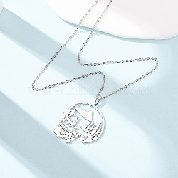 Halloween 304 Stainless Steel Hollow Tree Skull Pendant Cable Chain Necklaces for Men Women, Tarnish Free, Stainless Steel Color, 17.72 inch(45cm)(NJEW-K308-10P)