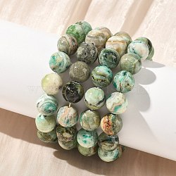 Natural Green Line Jasper Round Beaded Stretch Bracelets for Women, Beads: 12mm, Inner Diameter: 2.01 inch(5.1cm)(BJEW-F535-02D)