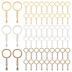 15Pcs 3 Colors Iron Split Key Rings, with Zinc Alloy Lobster Claw Clasps, Mixed Color, 66mm, 5pcs/color(KEYC-PH01509)