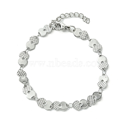 Non-Tarnish 304 Stainless Steel Heart Link Bracelets for Women, Stainless Steel Color, 6-7/8 inch(17.4cm)(BJEW-A007-02P)