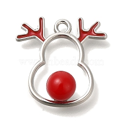 Christmas Theme Alloy Enamel Pendants, Platinum, Deer, 18.5x18x1mm, Hole: 1.6mm(ENAM-B025-01C-01P)