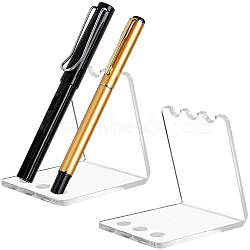 Elite 3-Slot Transparent Acrylic Slant Back Pen Display Stands, Rectangle, Clear, 83x6.76x8cm, Inner Diameter: 0.95cm(ODIS-PH0001-69A)