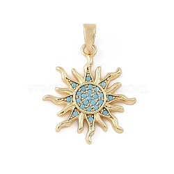Brass & Rhinestone Pendants, Sun Charms, Golden, 21x19x2mm, Hole: 5x3mm(RB-CBA4B36-02G-02)