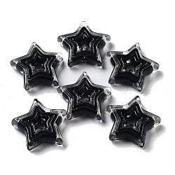 Acrylic Beads, Bead in Bead, Star, Black, 22x23x6mm, Hole: 2mm(X-SACR-G033-02H)