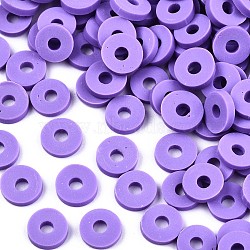 Handmade Polymer Clay Beads, for DIY Jewelry Crafts Supplies, Disc/Flat Round, Heishi Beads, Medium Purple, 4x1mm, Hole: 1mm, about 55000pcs/1000g(CLAY-Q251-4.0mm-42)