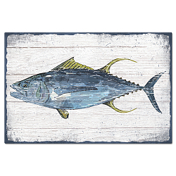 Vintage Metal Tin Sign, Iron Wall Decor for Bars, Restaurants, Cafe Pubs, Rectangle, Fish, 300x200x2.2mm(AJEW-WH0189-303)