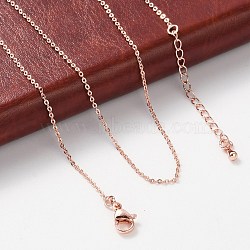 Brass Rolo Chains Necklaces for Women, With 304 Stainless Steel Lobster Clasp, Rack Plating, Lead Free & Cadmium Free, Long-Lasting Plated, Rose Gold, 15.94 inch(40.5cm) long+ 50~60mm exdenter(NJEW-D302-43RG)