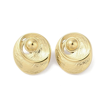 316 Surgical Stainless Steel Stud Earrings for Women, Real 18K Gold Plated, Flat Round, 31x28.5mm