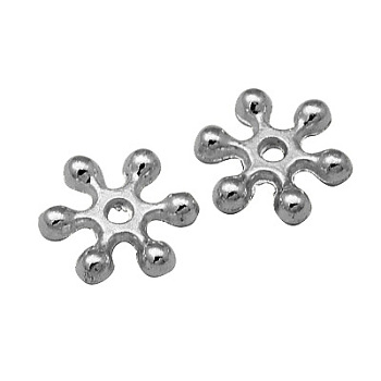 Zinc Alloy Beads Spacers, Cadmium Free & Lead Free, with One Hole, Snowflake, Antique Silver, 10x2.5mm, Hole: 1.5mm